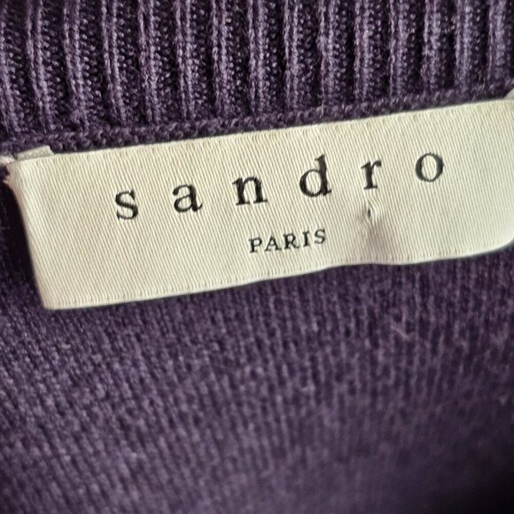 Sandro Paris Navy Blue Tie Front Sweater Sz 3 US L - Picture 8 of 10